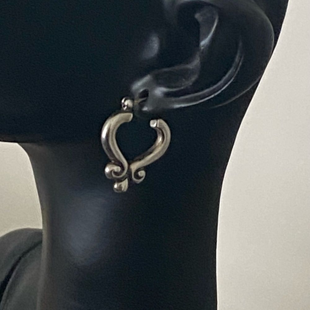 James Avery Retired Scrolled Post Hoop Earrings - Picture 3 of 4